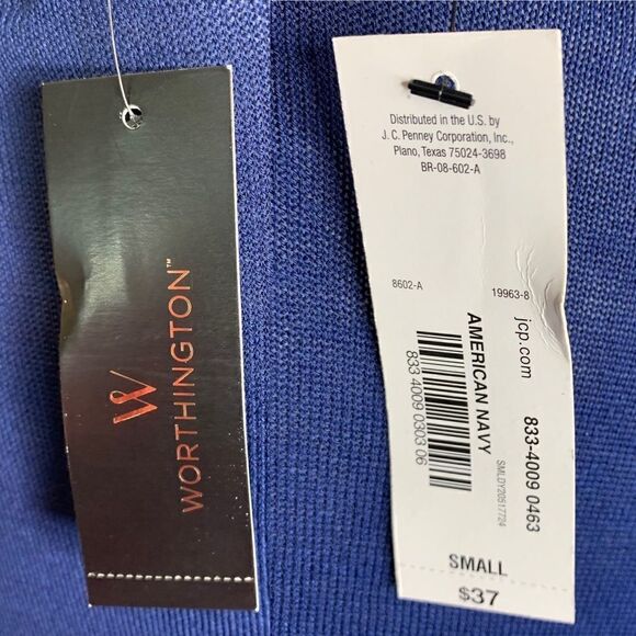 Worthington Pullover v-back tunic long sleeve sweater in American Navy c… - Picture 6 of 7